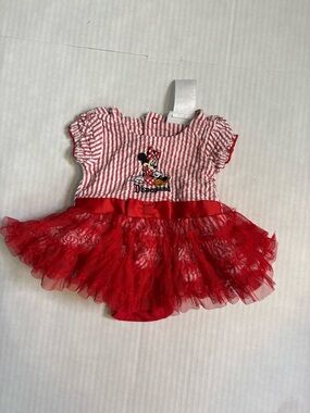 Disney Parks 3 months  Red and White Striped Minnie Mouse Tutu Dress Disneyland